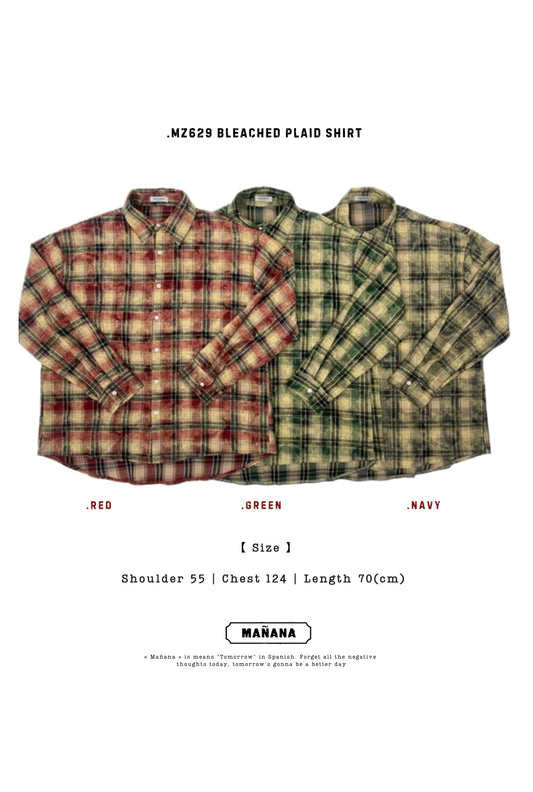 MZ629 BLEACHED PLAID SHIRT