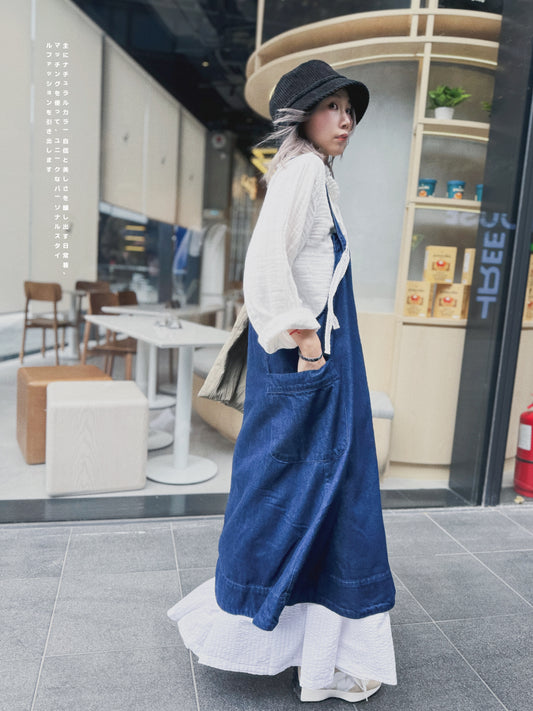 CA-590 Denim Pocket Jumper Dress