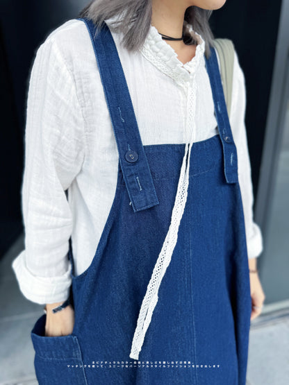 CA-590 Denim Pocket Jumper Dress