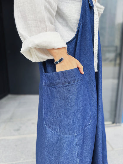 CA-590 Denim Pocket Jumper Dress