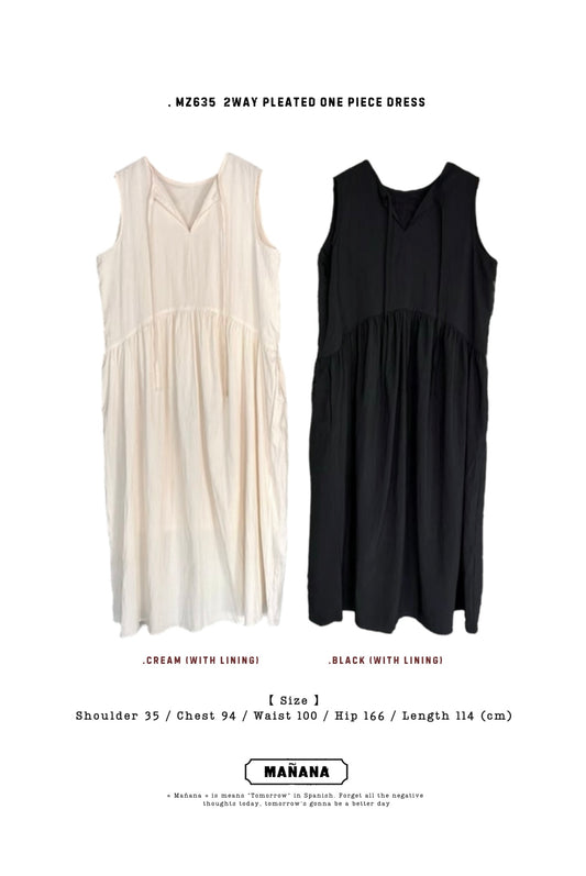 MZ635 2WAY PLEATED ONE PIECE DRESS