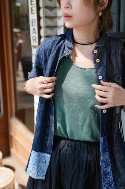 MZ773 PATCHED DENIM SHIRT