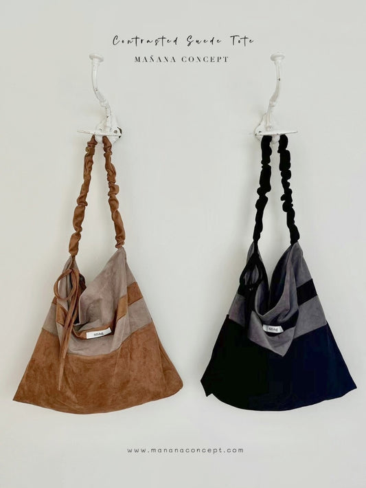MZ544 Contrasted Suede Tote