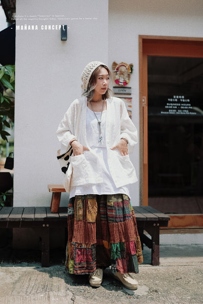 MZ505 EMBROIDERED DOBBY KIMONO