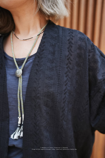 MZ505 EMBROIDERED DOBBY KIMONO
