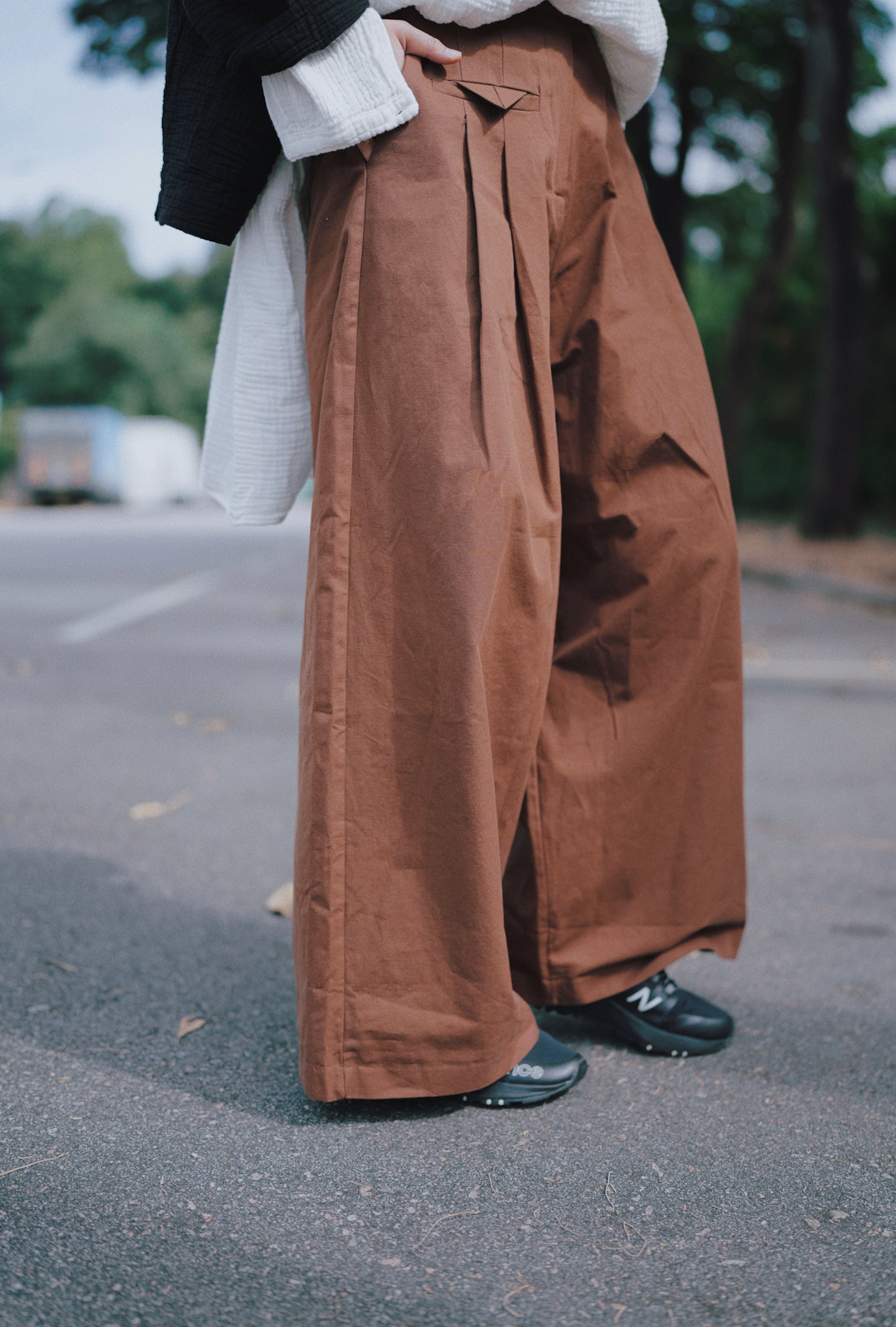 MZ540 ELASTIC WAIST WIDE LEG PANTS
