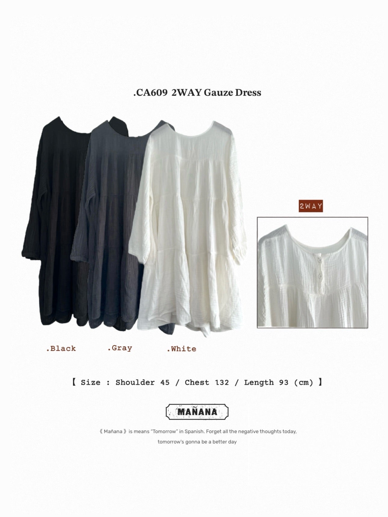 CA609 2WAY Gauze Dress