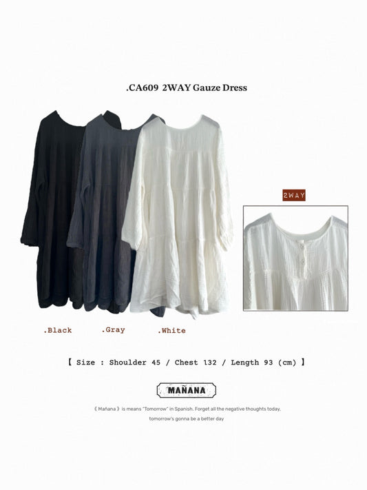 CA609 2WAY Gauze Dress