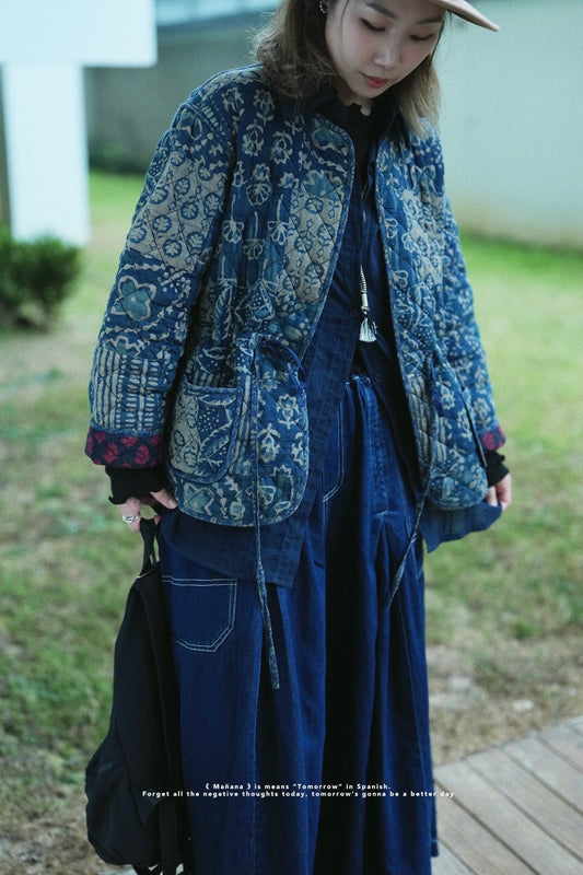 MZ638 PATCHWORK QUILTING JACKET (藍染1）