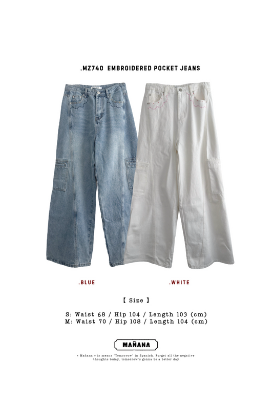 MZ740 EMBROIDERED POCKET JEANS