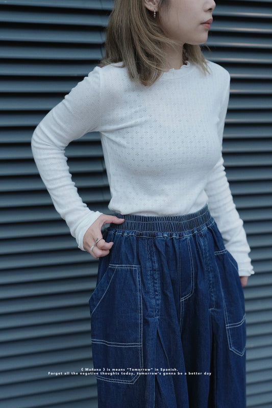 MZ639 PATTERN RUFFLE TOP【 買2件減-$20 】