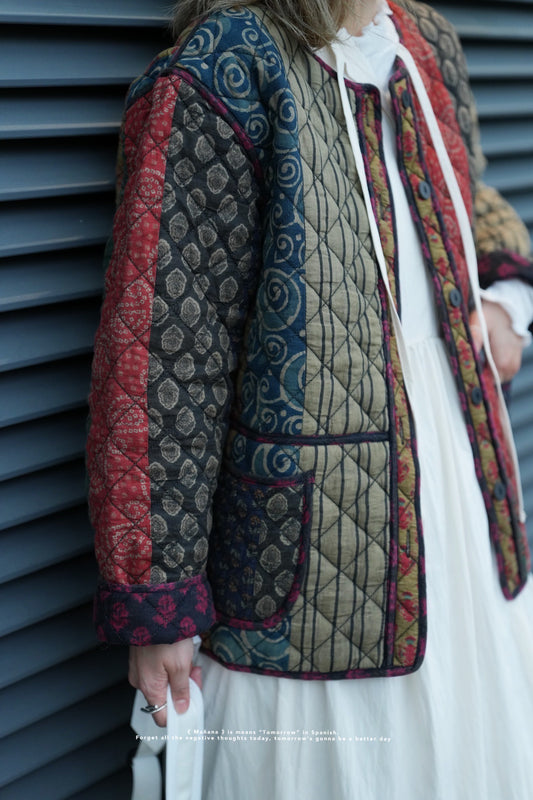 MZ638 PATCHWORK QUILTING JACKET (彩布1）