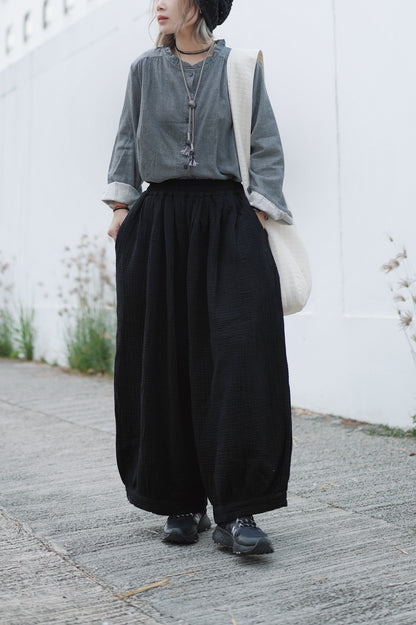 CA649 GAUZE COTTON BALLOON PANTS