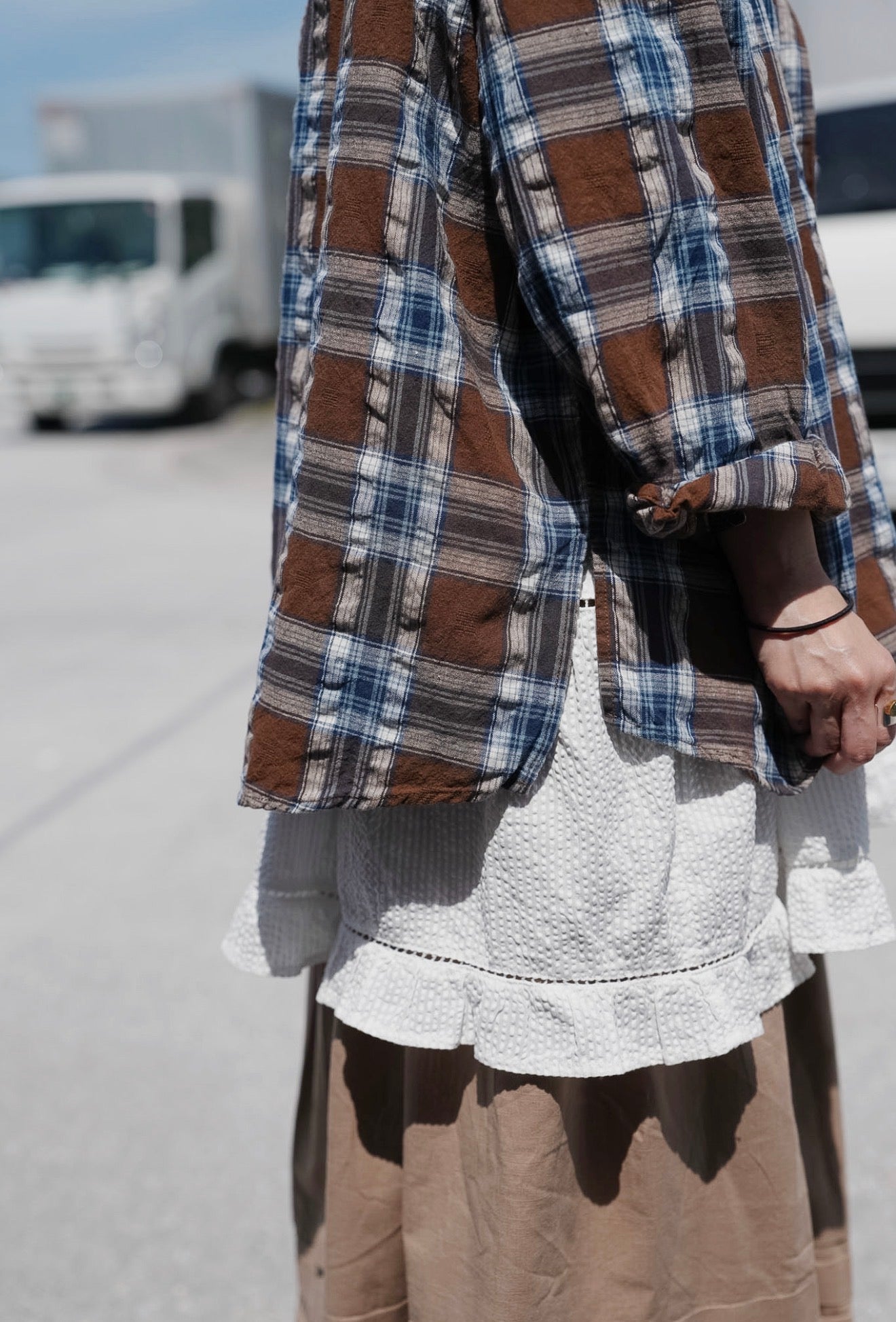 CB107 DOBBY PLAID SHIRT BLOUSE
