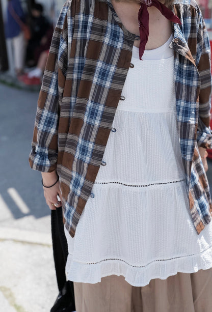 CB107 DOBBY PLAID SHIRT BLOUSE