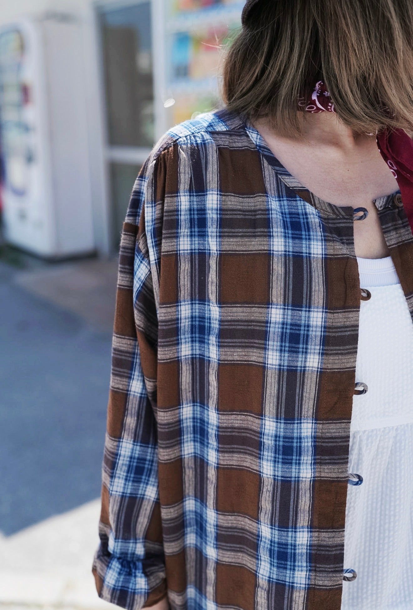 CB107 DOBBY PLAID SHIRT BLOUSE