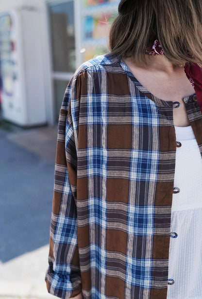 CB107 DOBBY PLAID SHIRT BLOUSE