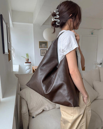 BUCKS & LEATHER ITALIAN LEATHER LARGE TOTE BAG / 2 COLORS