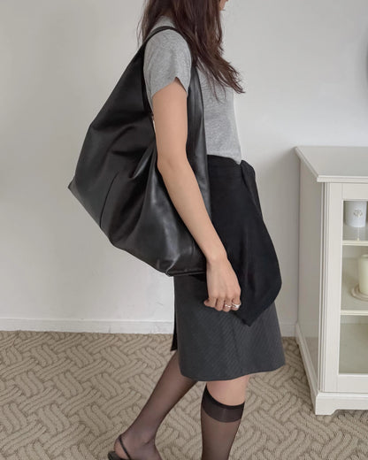 BUCKS & LEATHER ITALIAN LEATHER LARGE TOTE BAG / 2 COLORS