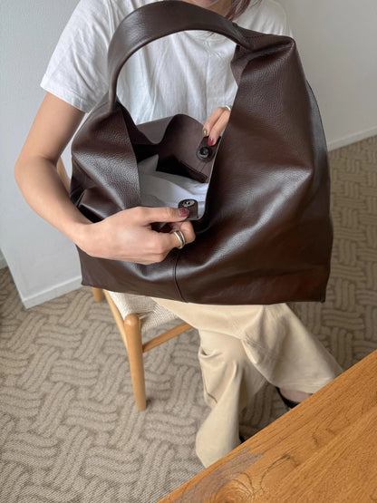 BUCKS & LEATHER ITALIAN LEATHER LARGE TOTE BAG / 2 COLORS