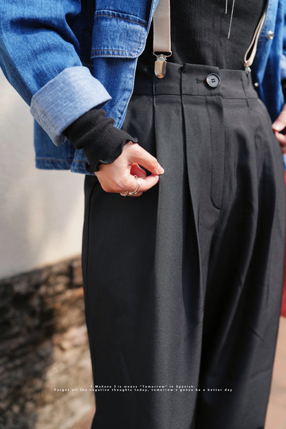 MZ640 PLEATED WAIST BAND STRAIGHT PANTS