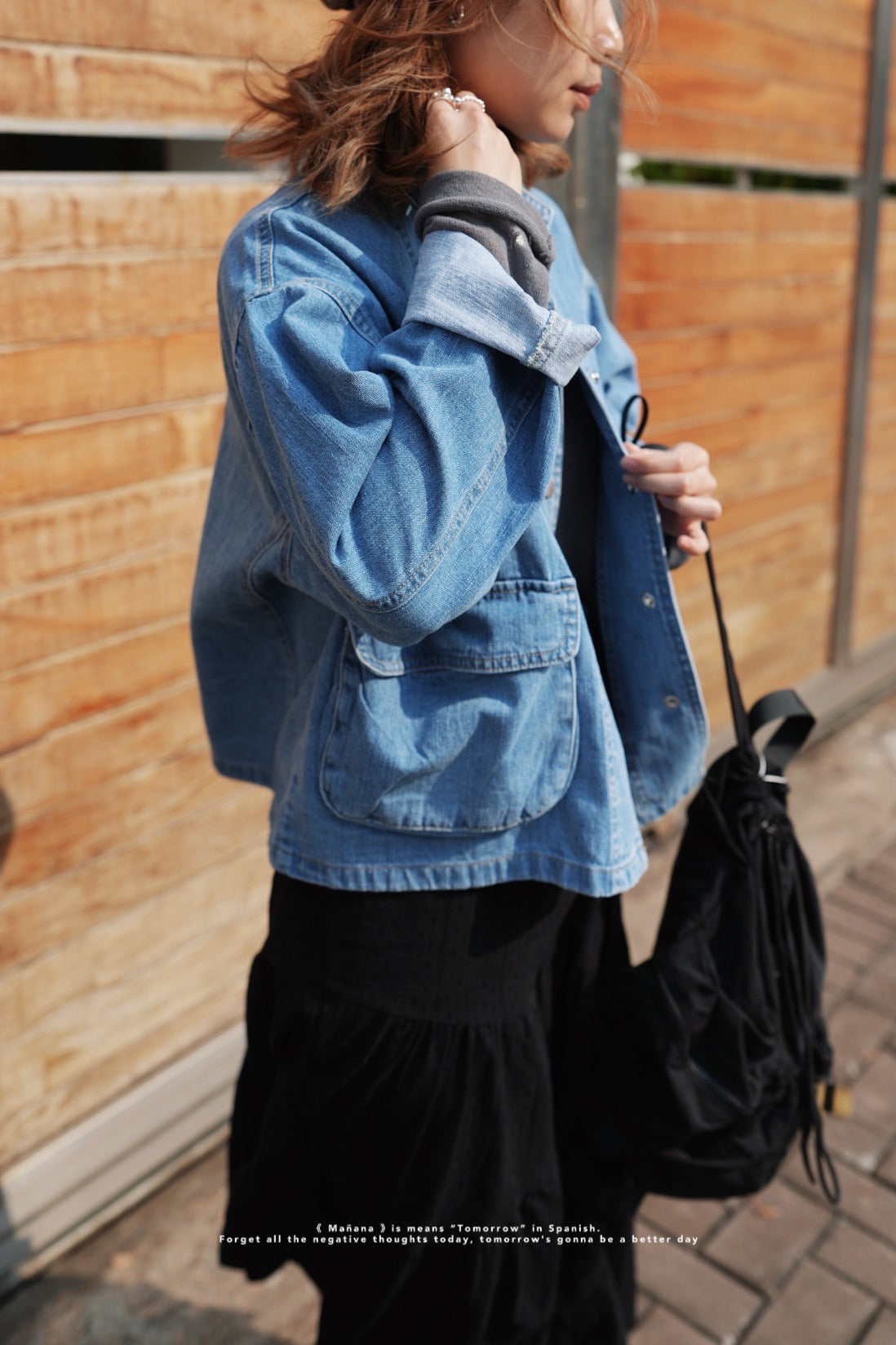 MZ641 STAND COLLAR DENIM JACKET