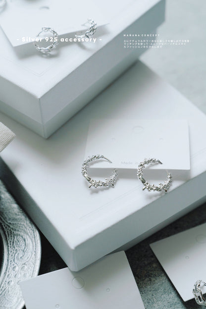 MZ774 SILVER 925 BLOSSOM HOOP EARRING