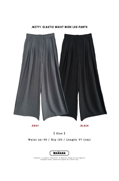 MZ771 ELASTIC WAIST WIDE LEG PANTS