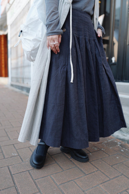 MZ641 LINEN PLEATED A-LINE SKIRT