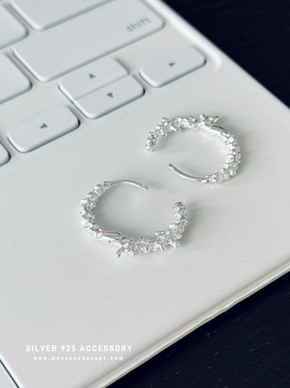MZ774 SILVER 925 BLOSSOM HOOP EARRING