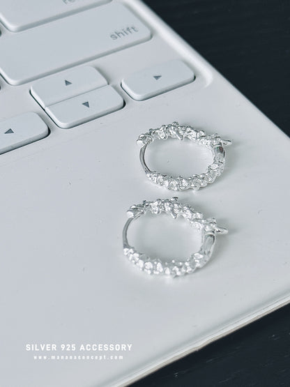 MZ774 SILVER 925 BLOSSOM HOOP EARRING