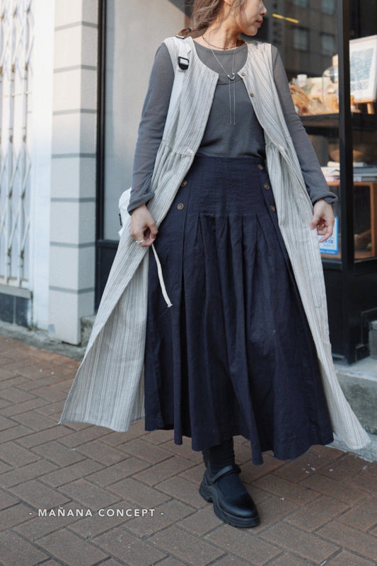 CA686 LINEN STRIPED LONG VEST