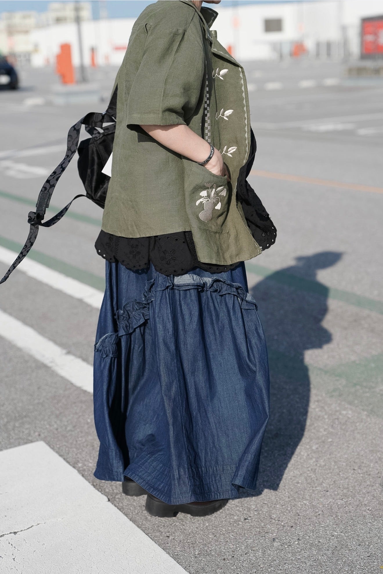 CB108 RUFFLE DENIM SKIRT