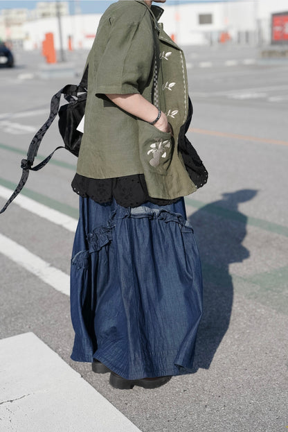 CB108 RUFFLE DENIM SKIRT