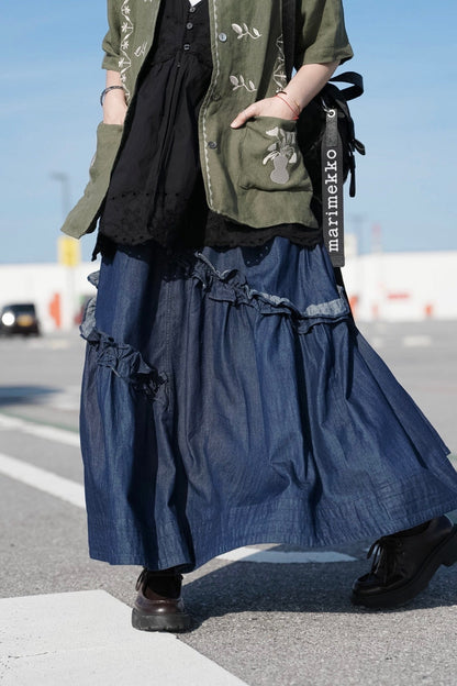 CB108 RUFFLE DENIM SKIRT