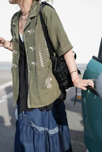 MZ992 EMBROIDERED LINEN SHIRT