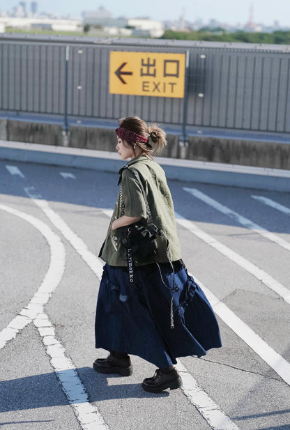 CB108 RUFFLE DENIM SKIRT