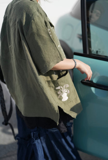 MZ992 EMBROIDERED LINEN SHIRT