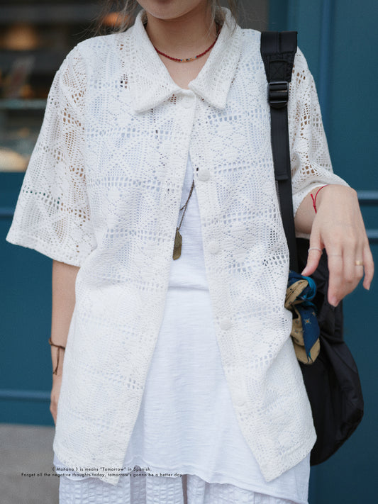 MZ510 CROCHET LACE SHIRT
