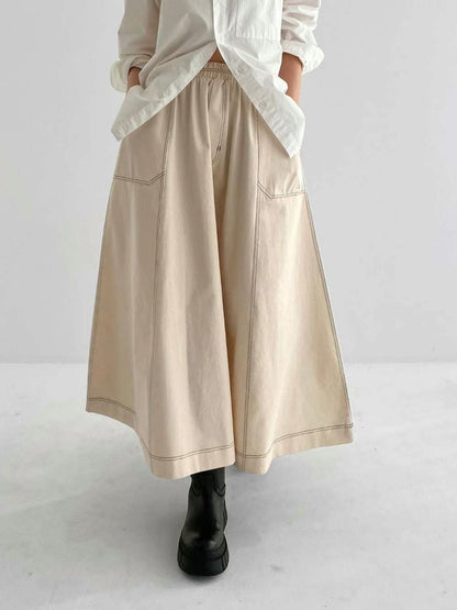 MZ609 A-CUT CONTRAST STITCH SKIRT