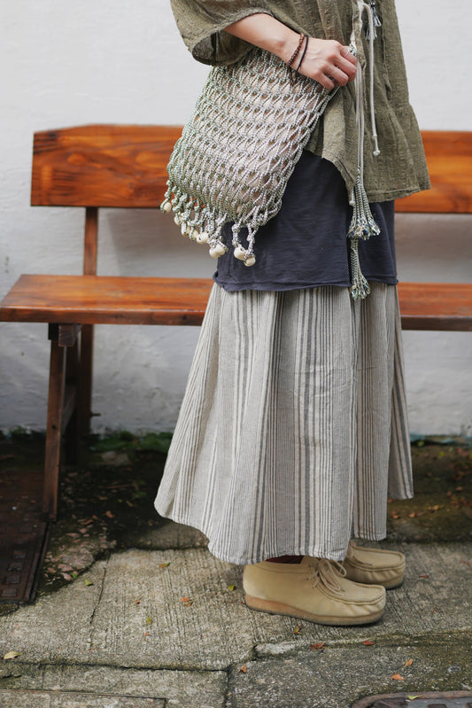 NA405 Striped Cotton Skirt with Lining