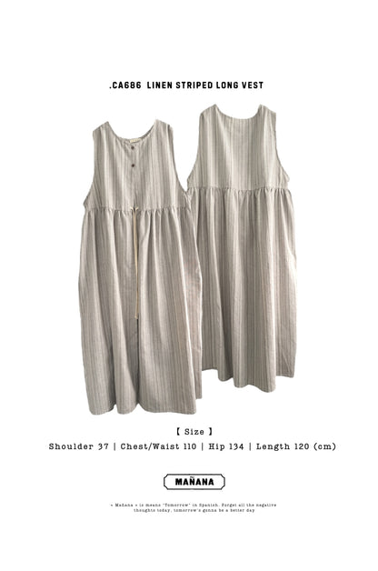 CA686 LINEN STRIPED LONG VEST