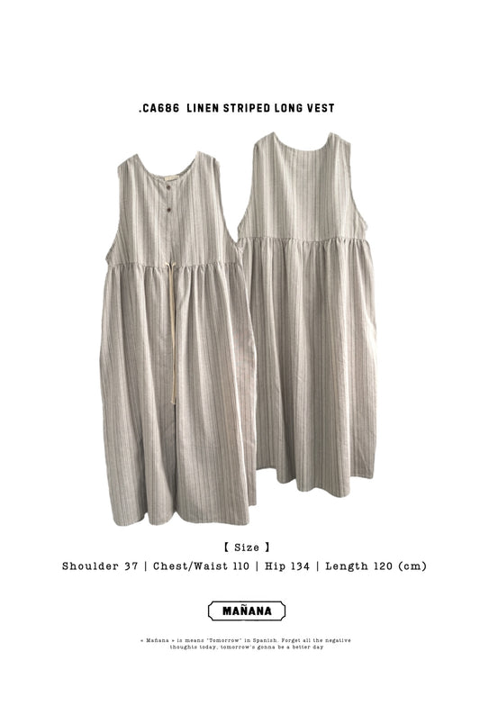 CA686 LINEN STRIPED LONG VEST
