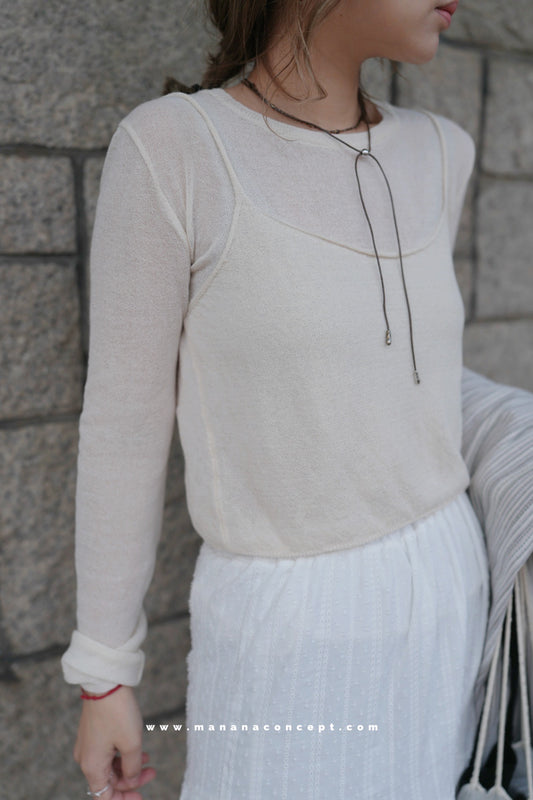 MZ642 2in1 SHEER KNIT TOP SET