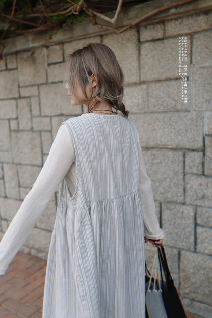 CA686 LINEN STRIPED LONG VEST
