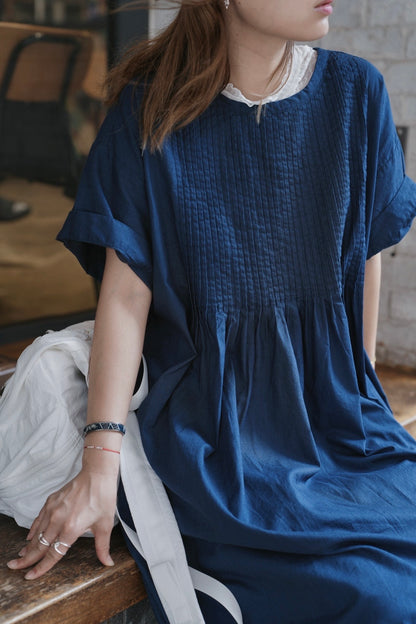 CA703 PINTUCK ONE PIECE DRESS