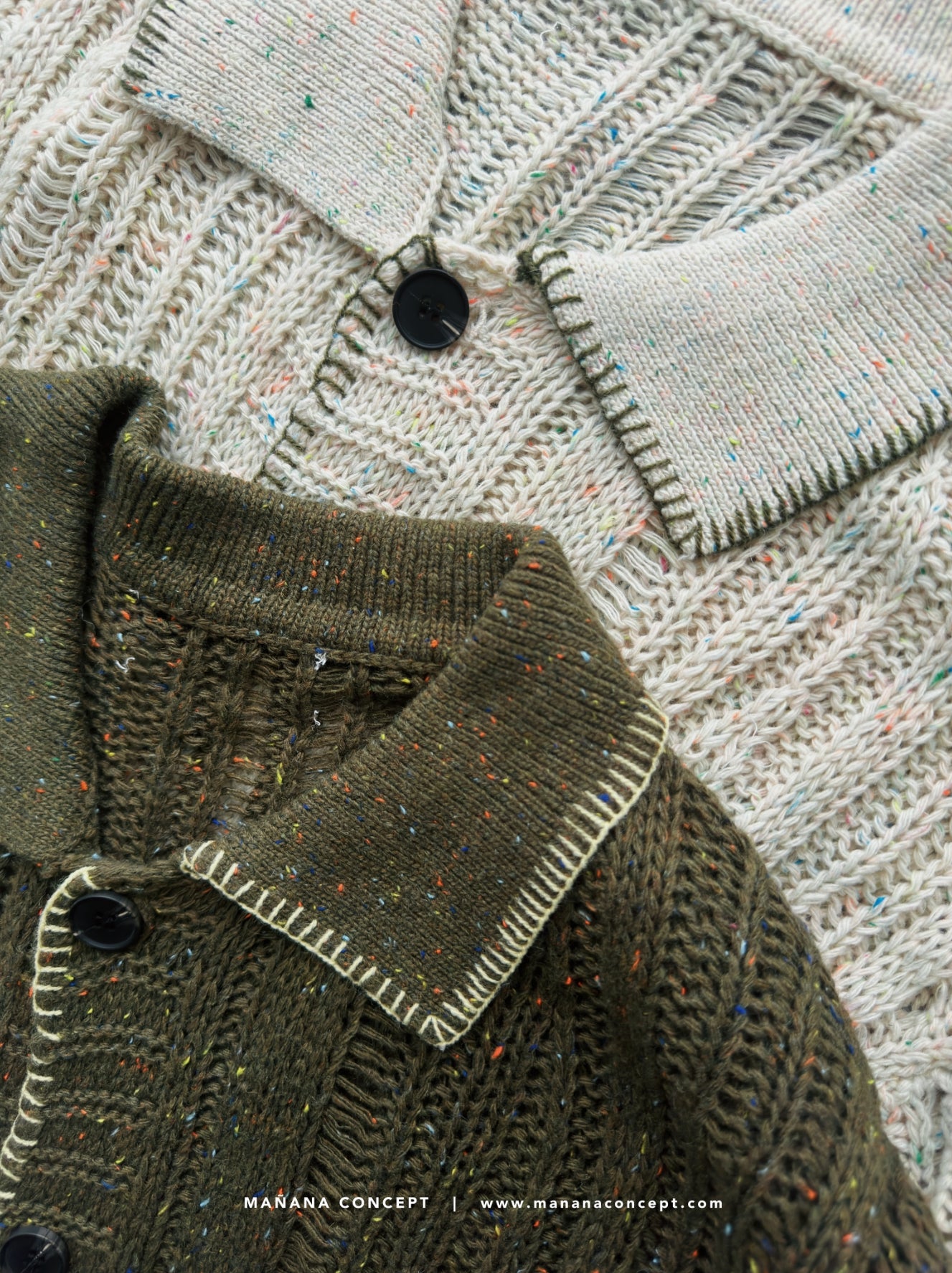 MZ535 CONTRAST-STITCH NEPS CARDIGAN