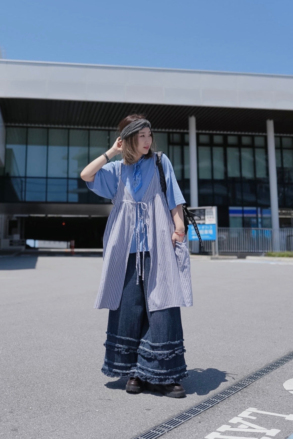 CB102 2WAY STRIPED LAYER DRESS