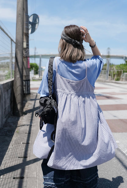 CB102 2WAY STRIPED LAYER DRESS