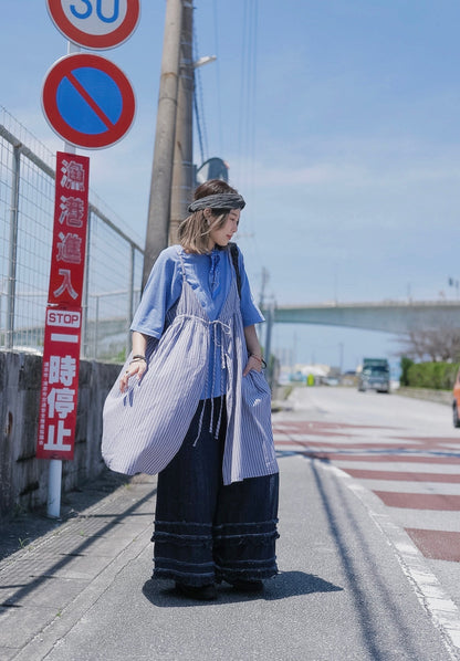 CB102 2WAY STRIPED LAYER DRESS